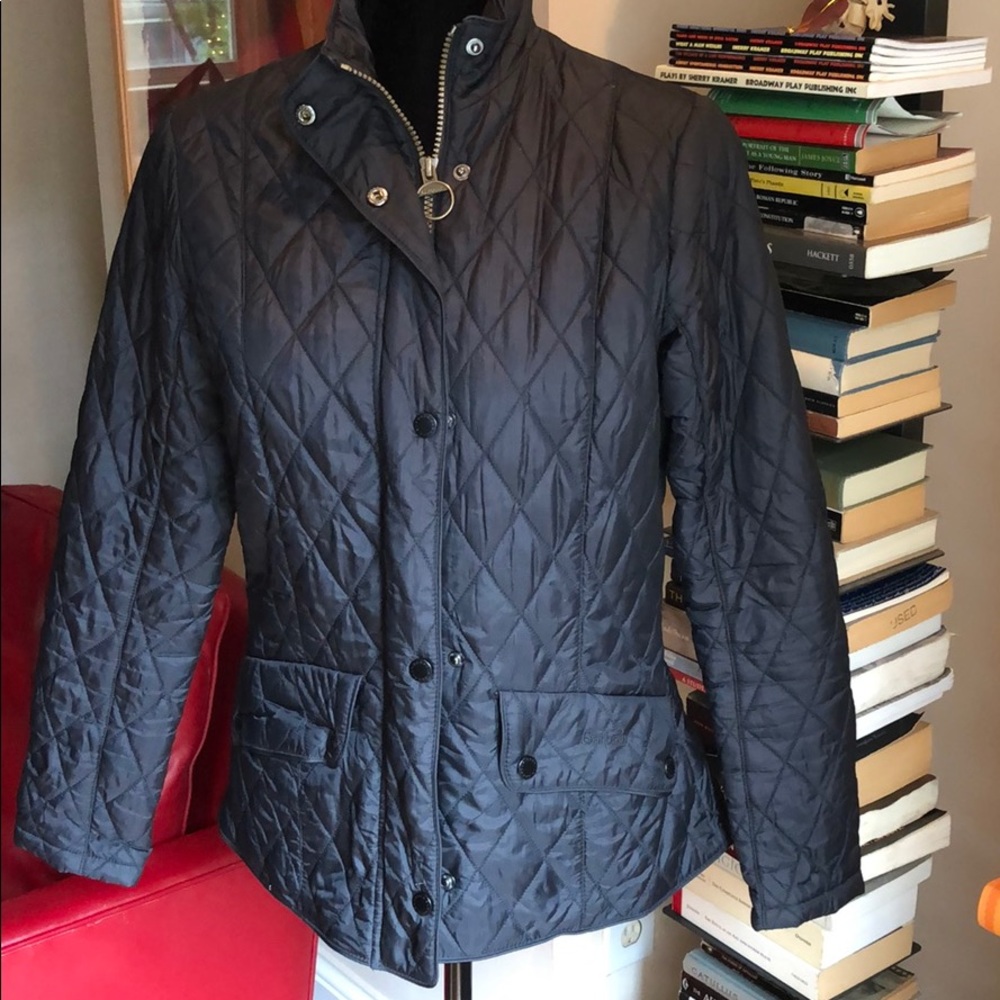 Barbour black quilted coat size USA 8